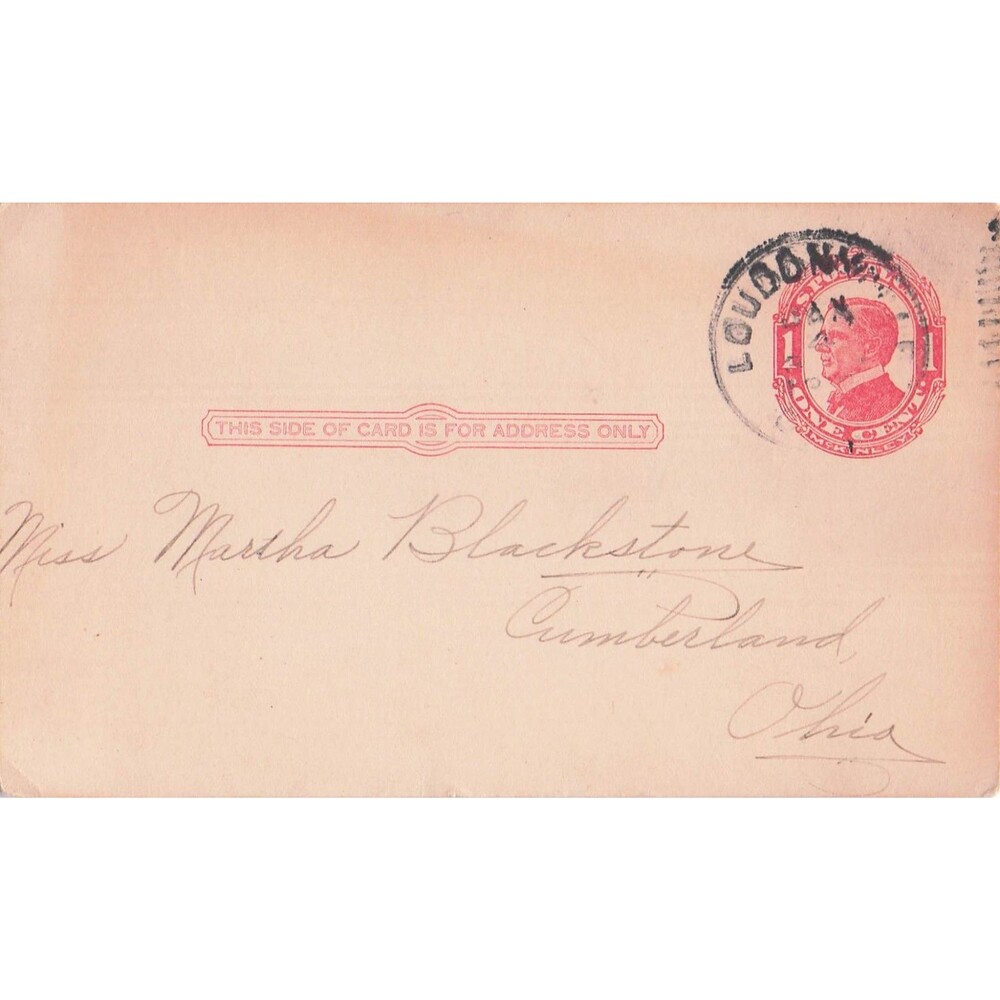 1915 Handwritten Postcard Letter Loudonville Ohio to Cumberland train Mansfield